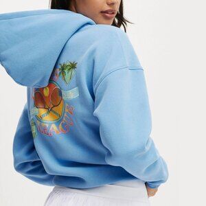 NWT COTTON ON BODY Plush Premium Graphic Hoodie | Tennis League | Blue